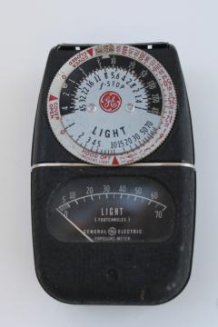 vintage photography equipment, 1940s 50s General Electric light exposure meter