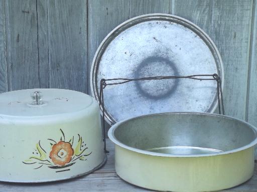 photo of vintage pie & cake keeper tin, cake saver carrier for picnics, potlucks #5