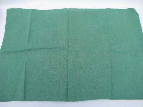 photo of vintage pillow sham cover, embroidered pink roses on flax linen, jadite green cotton #5