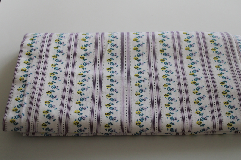 photo of vintage pillow ticking fabric, soft sturdy cotton w/ floral stripe print #1