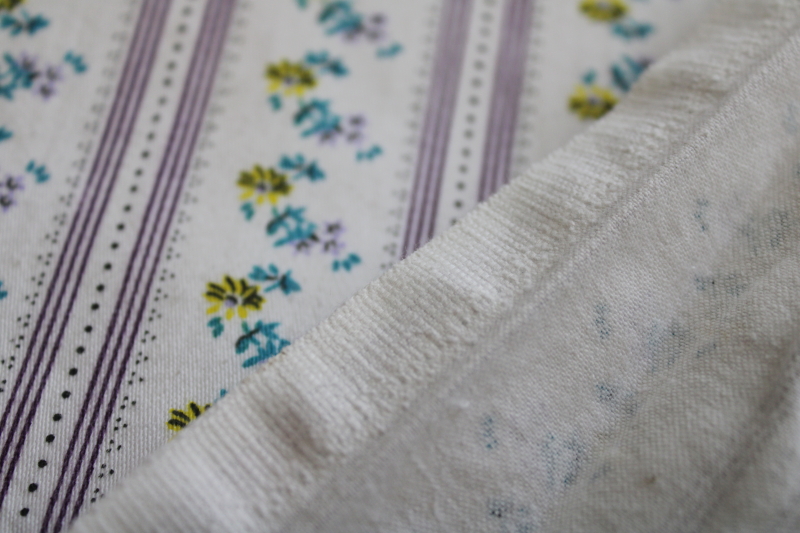 photo of vintage pillow ticking fabric, soft sturdy cotton w/ floral stripe print #5