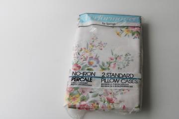 catalog photo of vintage pillowcases, Springs poly cotton percale cottagecore floral print 