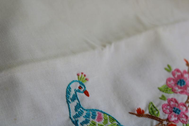 photo of vintage pillowcases w/ embroidery & lace, lot of linens for upcycle sewing projects #10