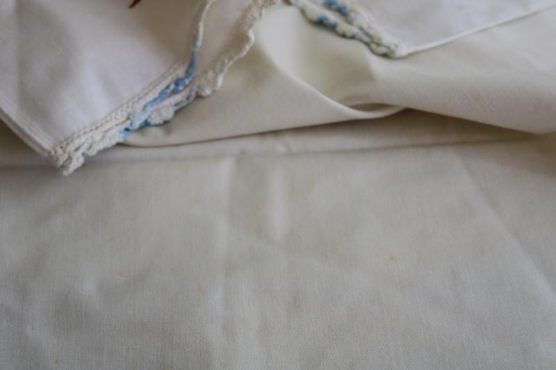 photo of vintage pillowcases w/ embroidery & lace, lot of linens for upcycle sewing projects #11