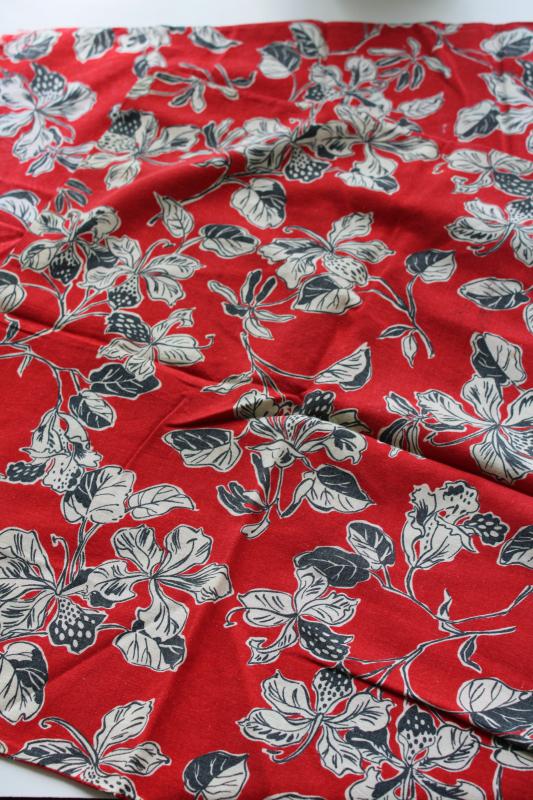 photo of vintage pillowcases made from authentic old cotton feedsacks, red & black print fabric #1