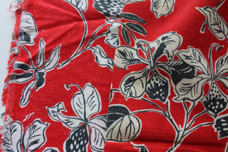 photo of vintage pillowcases made from authentic old cotton feedsacks, red & black print fabric #2