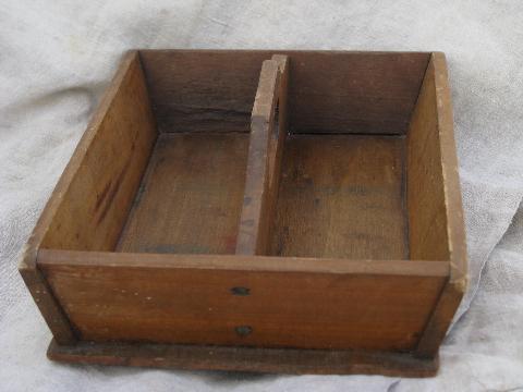 photo of vintage pine wood table box / knife tray with handle, for knives, flatware #3