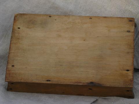 photo of vintage pine wood table box / knife tray with handle, for knives, flatware #5