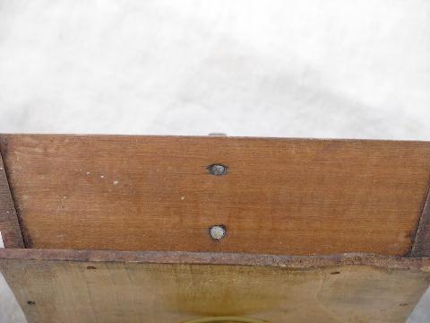 photo of vintage pine wood table box / knife tray with handle, for knives, flatware #7