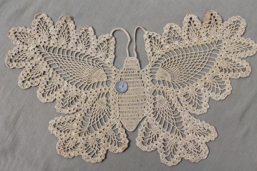 photo of vintage pineapple pattern crochet lace butterfly, cotton thread doily or large motif #2