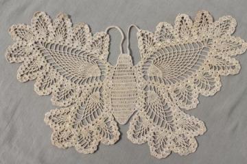 catalog photo of vintage pineapple pattern crochet lace butterfly, cotton thread doily or large motif