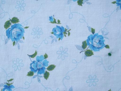 photo of vintage pink and blue feed sack print cotton whole cloth tied quilt comforters #6