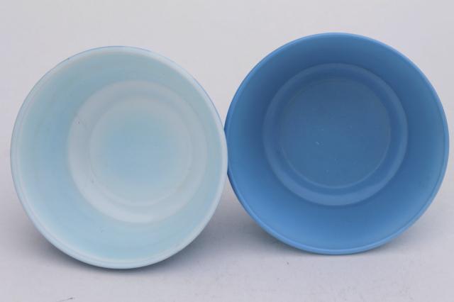 photo of vintage pink blue yellow green cottage cheese bowls, Hazel Atlas Moderntone platonite glass #2