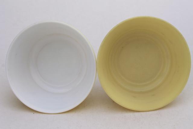 photo of vintage pink blue yellow green cottage cheese bowls, Hazel Atlas Moderntone platonite glass #9