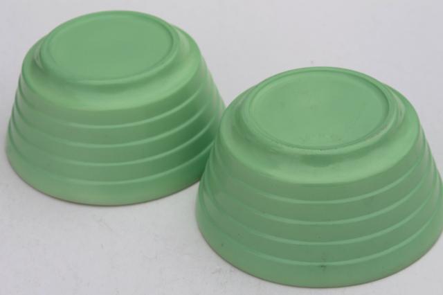 photo of vintage pink blue yellow green cottage cheese bowls, Hazel Atlas Moderntone platonite glass #12