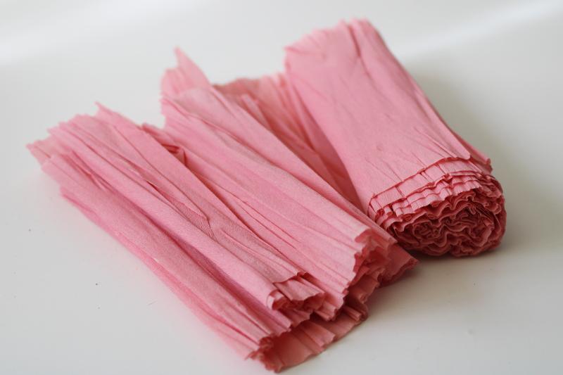 photo of vintage pink crepe paper for party decor, wide streamers crimped edge craft paper for flowers #1