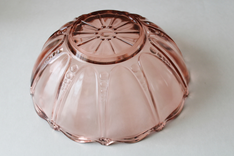 photo of vintage pink depression glass, big fruit bowl Oyster & Pearl Anchor Hocking glassware #2