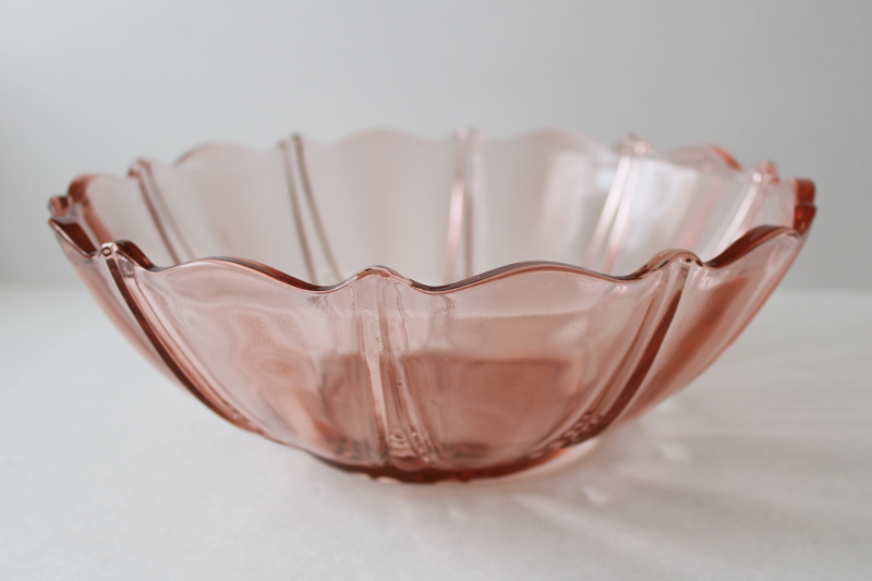 photo of vintage pink depression glass, big fruit bowl Oyster & Pearl Anchor Hocking glassware #4