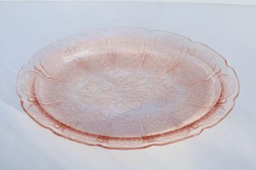 catalog photo of vintage pink depression glass cherry blossom oval platter or tray, Jeannette glass