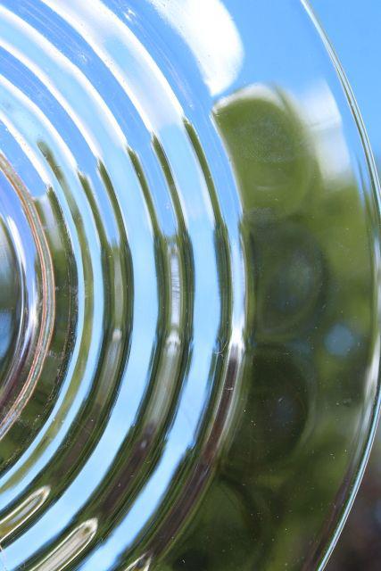 photo of vintage pink depression glass dinner plates, stacked ring block optic pattern glass #9