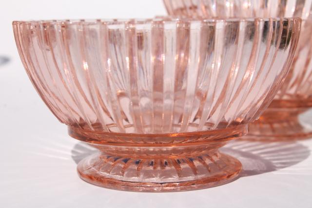 photo of vintage pink depression glass dishes, Anchor Hocking Coronation / Queen Mary ribbed glass #6