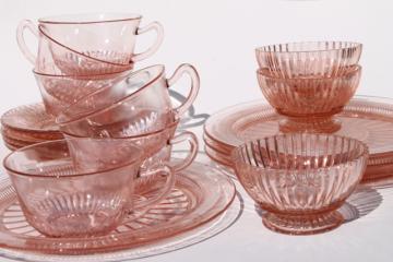 catalog photo of vintage pink depression glass dishes, Anchor Hocking Coronation / Queen Mary ribbed glass