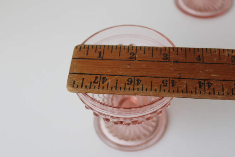 photo of vintage pink depression glass hobnail pattern sherbet dessert dishes set of 4  #4