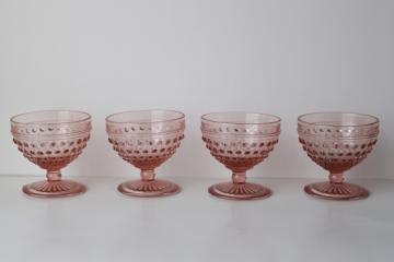 catalog photo of vintage pink depression glass hobnail pattern sherbet dessert dishes set of 4 