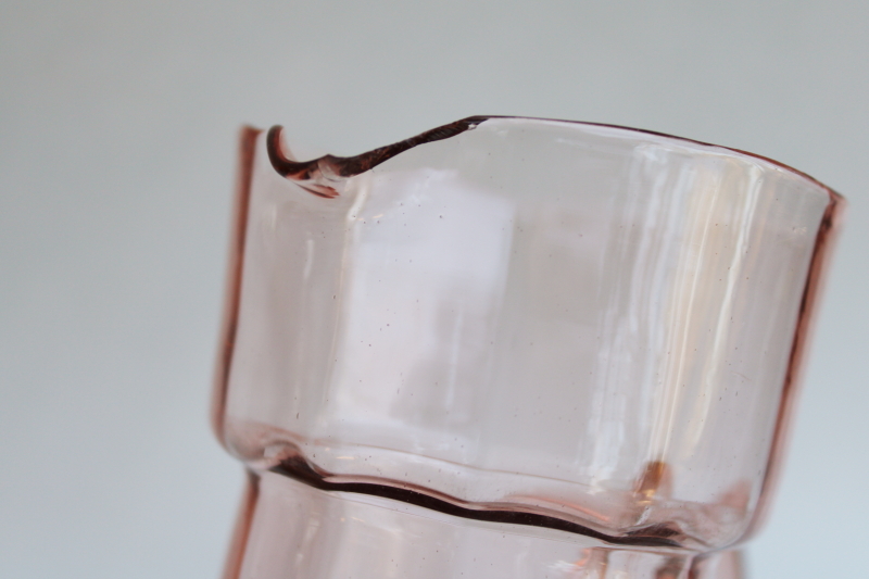 photo of vintage pink depression glass pitcher, cream top style milk pitcher  #5