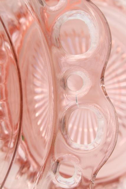 photo of vintage pink depression glass plates & bowls, Anchor Hocking Old Colony open lace edge #3