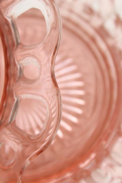 photo of vintage pink depression glass plates & bowls, Anchor Hocking Old Colony open lace edge #4