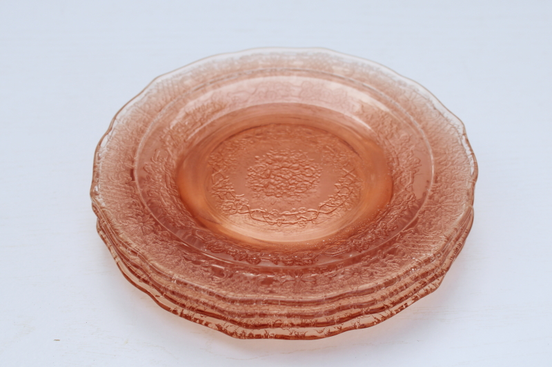 photo of vintage pink depression glass plates, small plates for bread-butter or dessert Federal glass Normandie #5