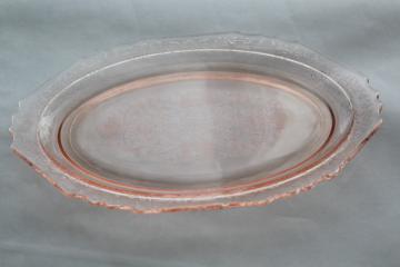 catalog photo of vintage pink depression glass platter or tray, Hazel Atlas Florentine pattern