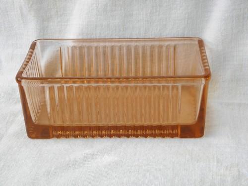 photo of vintage pink depression glass refrigerator container or butter box #1