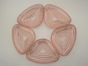 catalog photo of vintage pink depression  glass relish dishes, Manhattan Anchor Hocking