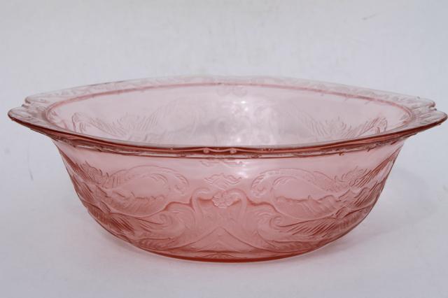 photo of vintage pink depression glass salad bowl, Federal Madrid or Indiana Recollection #1