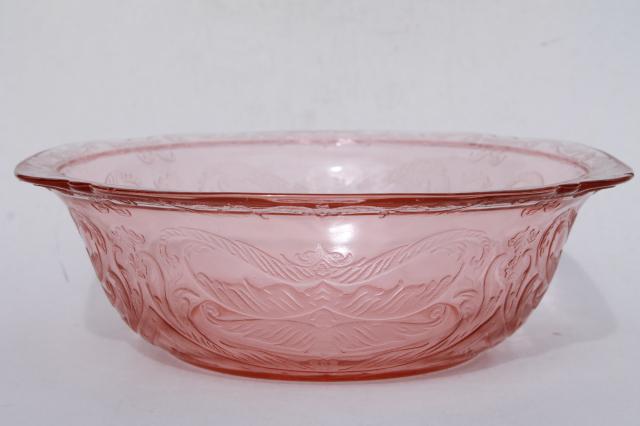 photo of vintage pink depression glass salad bowl, Federal Madrid or Indiana Recollection #3