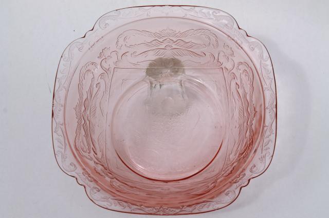 photo of vintage pink depression glass salad bowl, Federal Madrid or Indiana Recollection #4