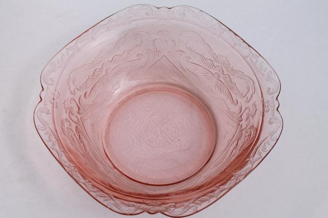 photo of vintage pink depression glass salad bowl, Federal Madrid or Indiana Recollection #7