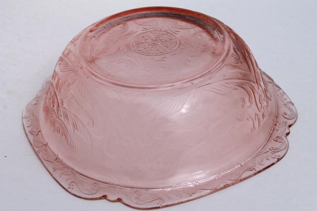 photo of vintage pink depression glass salad bowl, Federal Madrid or Indiana Recollection #8