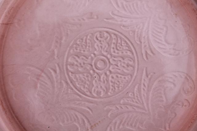 photo of vintage pink depression glass salad bowl, Federal Madrid or Indiana Recollection #9