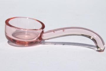 catalog photo of vintage pink depression glass sauce ladle or mayonnaise spoon 