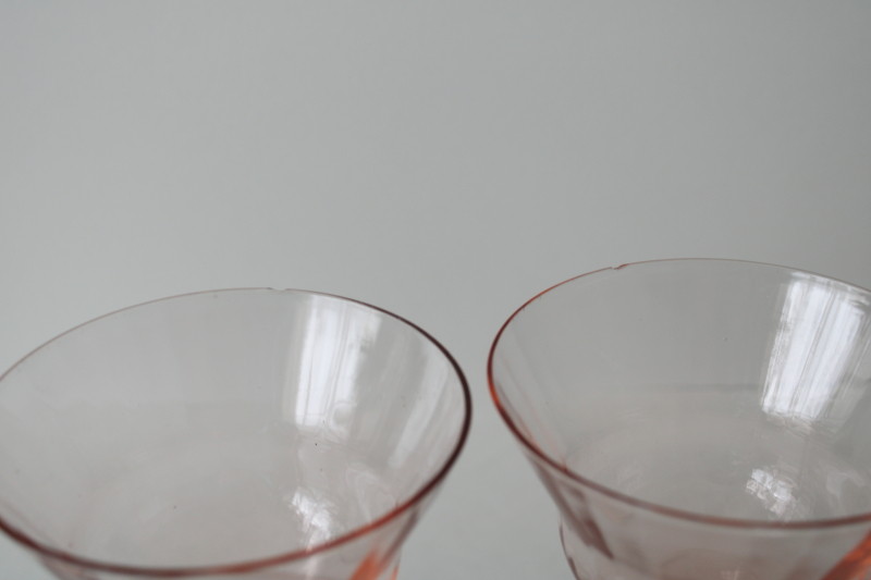 photo of vintage pink depression glass stemware, tulip champagne glasses or cocktails  #3