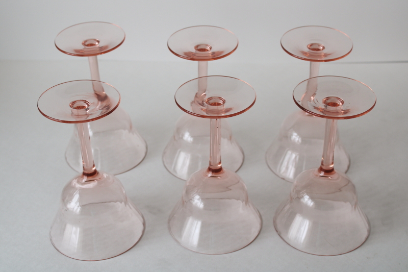 photo of vintage pink depression glass stemware, tulip champagne glasses or cocktails  #5