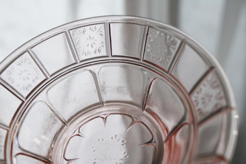 photo of vintage pink depression glass, tiny fruit / dessert bowls, doric & pansy pattern #2