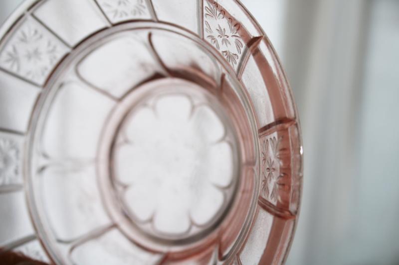 photo of vintage pink depression glass, tiny fruit / dessert bowls, doric & pansy pattern #3