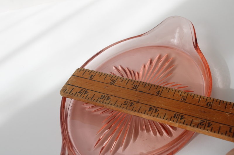 photo of vintage pink depression glass tray, oval serving plate or vanity table perfume tray  #6