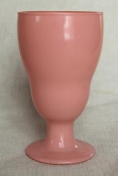 catalog photo of vintage pink fired on color glass vase or ice cream soda glass, platonite type glassware