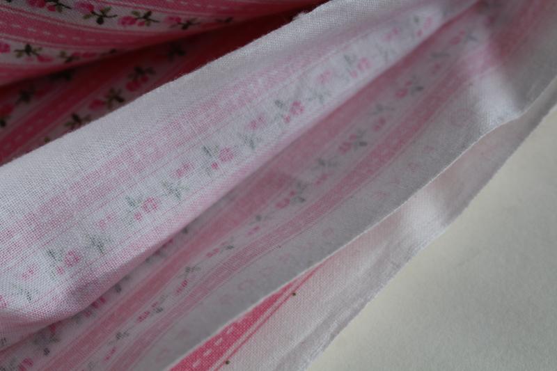 photo of vintage pink floral striped print cotton fabric for quilting, doll clothes #4