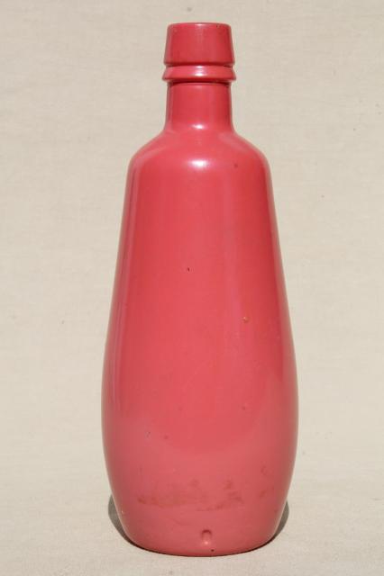 photo of vintage pink glass Rose wine bottle w/ 1964 Monte Rosa Portugal label #2